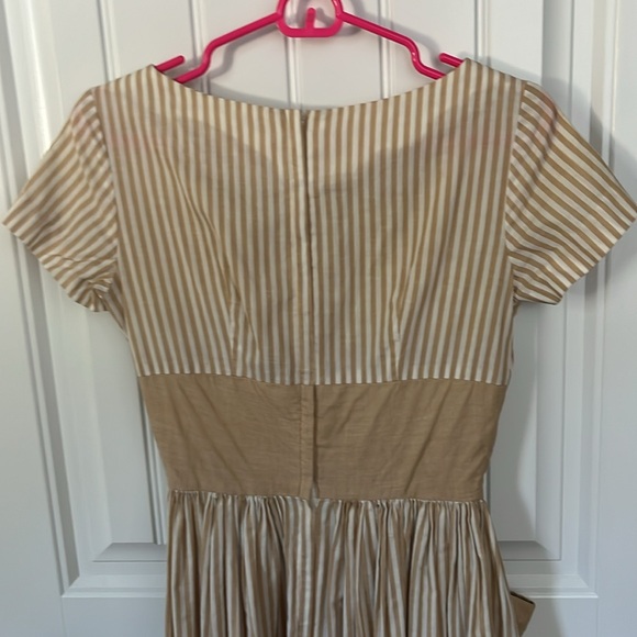 VINTAGE 50s/60s DRESS SZ XS BEIGE - Picture 4 of 4